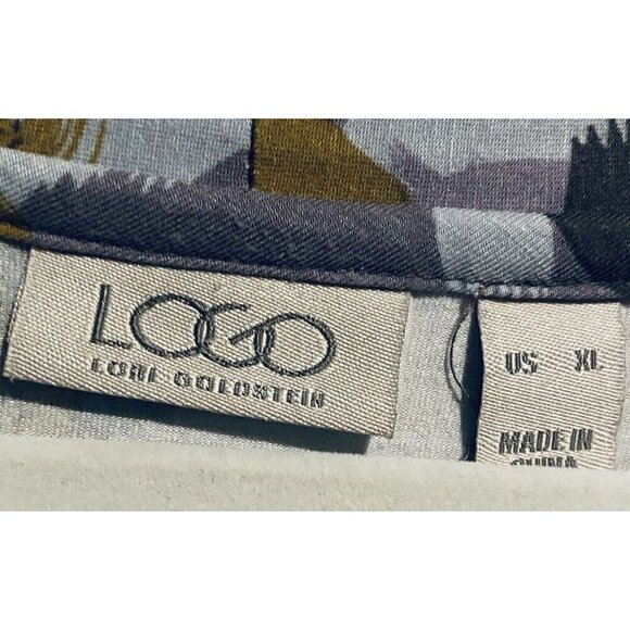 LOGO Lori Goldstein Top Womens XL Purple Artsy Boho Button Up Cardigan Stretchy - Picture 6 of 9